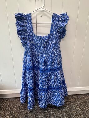 LILLY PULITZER morrie ruffle sleeve eyelet dress in blue (sz8)